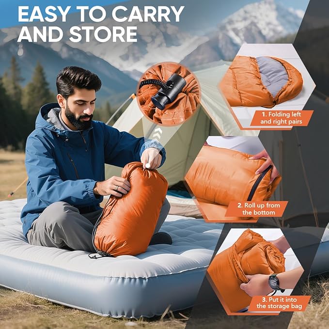 OBTANIM Sleeping Bags Portable Waterproof Camping Sleeping Bag for Adults Kids 4 Seasons Cold Weather or Warm Backpacking Hiking Travel Indoor Outdoor Use