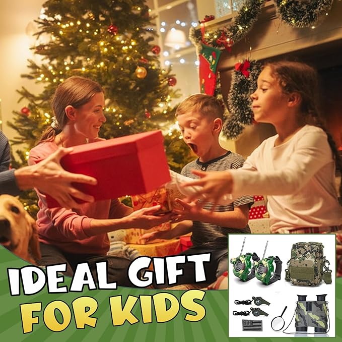 Walkie Talkies Set for Kids, Outdoor Camouflage Adventure Gear Toys, Adventure Hunting Game Toys Gifts, Children's Binoculars, for Boy Girls Aged 6+