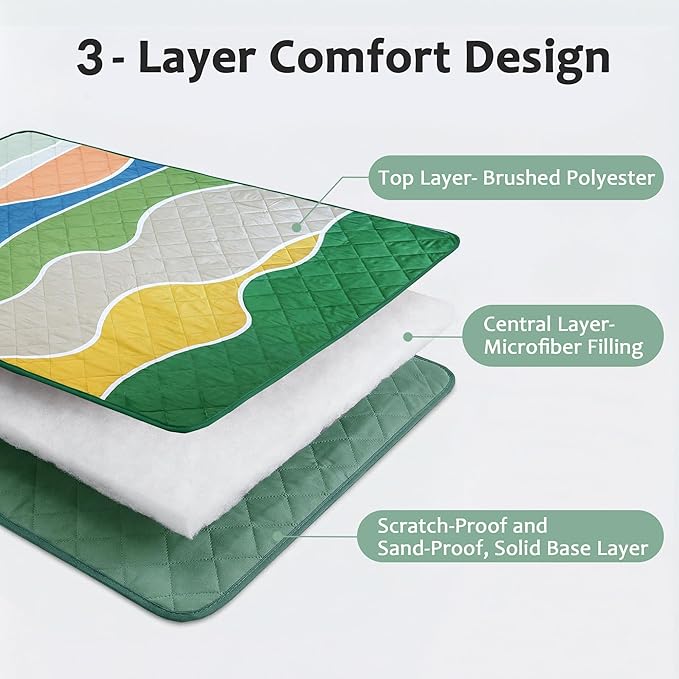 Exclusivo Mezcla Waterproof Picnic Blankets 60x80 Inch, 3 Layer Extra Large, Sandproof and Foldable Outdoor Blanket for Beach Camping, Park and Travel