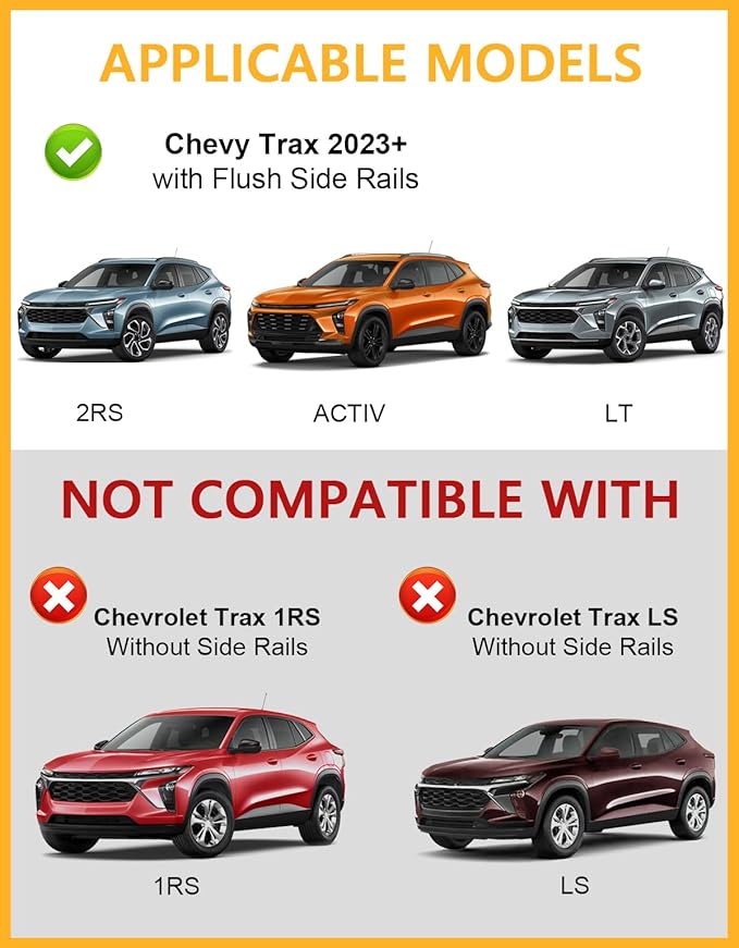 Tuyoung 300lbs All Aluminum Roof Rack Cross Bars Compatible with Chevy Trax 2023-2026 2RS ACTIV LT Chevrolet, Lockable Heavy Duty Roof Rails Crossbars Luggage Cargo Carrier Rooftop Accessories