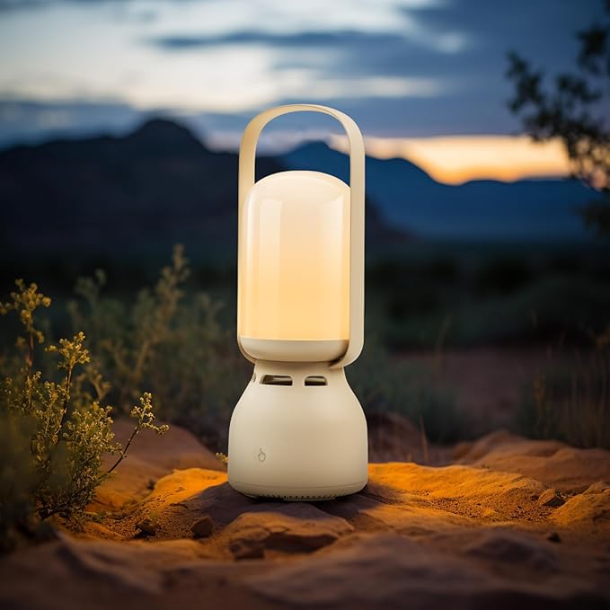 Camping Lantern with Speaker, Portable Rechargeable Outdoor Lantern, 11 Mode RGB Color Dimmable LED Night Light for Camping, Home, Party and Hiking
