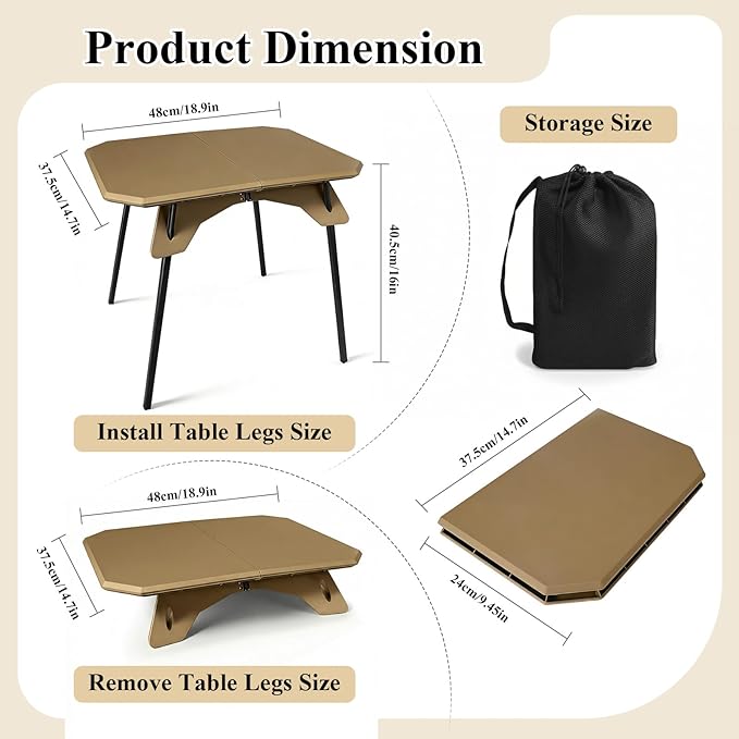 LiveGo Foldable Camping Table, Lightweight Folding Outdoor Table with Aluminum Legs, 2 in 1 Adjustable Height Portable Folding Table for Beach, Picnic, Grilling, Hiking & Fishing Indoor Outdoor