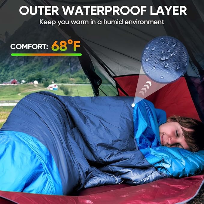 OBTANIM Sleeping Bags Portable Waterproof Camping Sleeping Bag for Adults Kids 4 Seasons Cold Weather or Warm Backpacking Hiking Travel Indoor Outdoor Use
