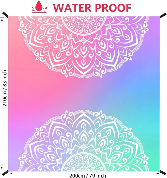 HIHOHO Beach Blanket Waterproof Sandproof Extra Large Beach Mat 79" X 83"/120"x108"for 1-8 Adults Quick Drying Durable Outdoor Picnic Mat for Beach Travel Camping Hiking
