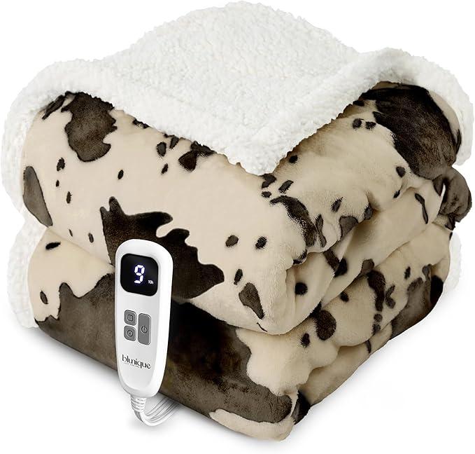 Heated Blanket Throw Blanket - Fast Heating Electric Blanket, Soft Flannel Heated Throw with 4 Time Settings,10 Heating Settings, Warm Gifts for Women & Mom & Grandma(50"x60" Light Brown)