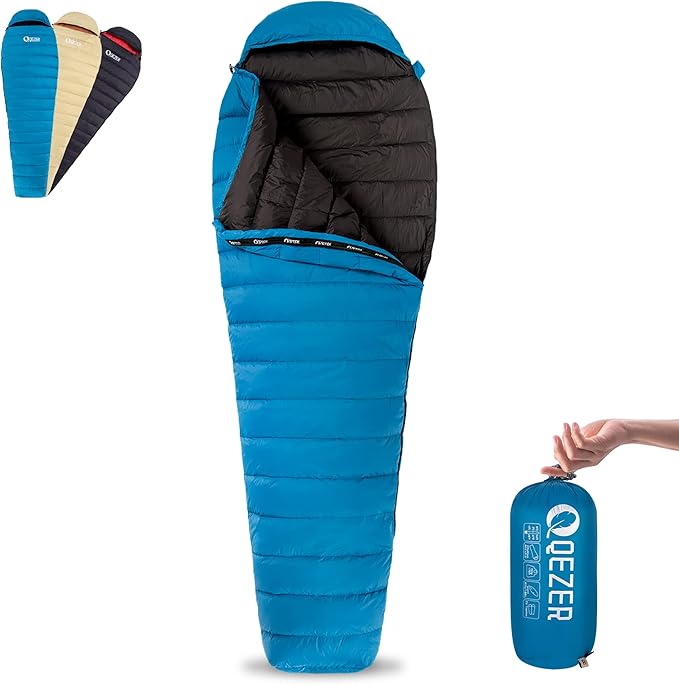 Ultralight Down Sleeping Bag for Adults with 600 Fill Power, Compact All Seasons Sleeping Bag for Backpacking, Hiking and Camping