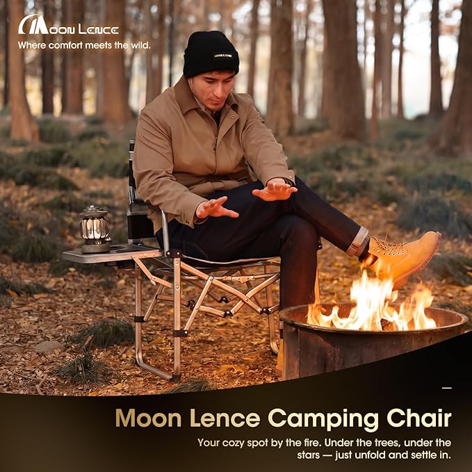 MOON LENCE Directors Camping Chair, Heavy Duty,Oversized Portable Folding Chair with Side Table for Beach, Fishing,Picnic,Lawn,Outdoor Event