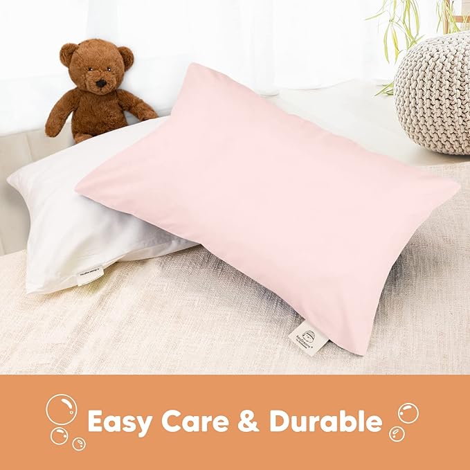 KeaBabies Toddler Pillowcase 13"x18" - Organic Cotton Toddler Pillowcase for Kids, Boys, Girls, Soft & Durable Cotton Cover for Miniature Sleepy Pillows,Cute Colors,Pillow Sold Separately(Mist Pink)