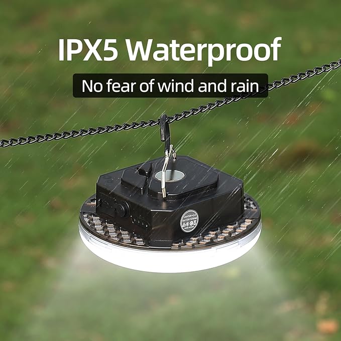 LED Camping Lantern, USB-C Rechargeable 5000LM 20H Runtime, 4 Modes with SOS, IPX5 Waterproof, Magnetic Base & Foldable Hook for Outdoor, Tent, Emergency & Hurricane