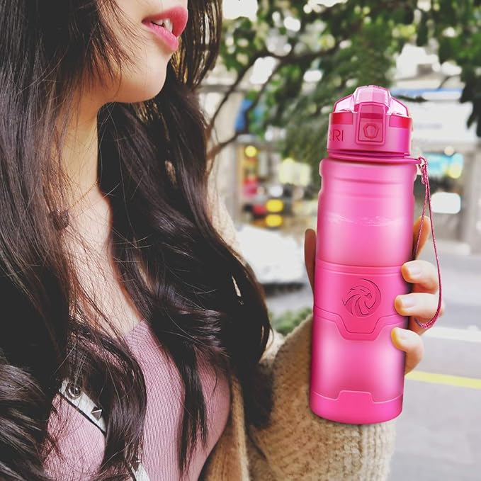 ZORRI Sports Water Bottle, 400/500/700ml/1L, BPA Free Leak Proof Tritan Lightweight Bottles for Outdoors,Camping,Cycling,Fitness,Gym,Yoga- Kids/Adults Drink Bottles with Filter, Lockable Pop Open Lid