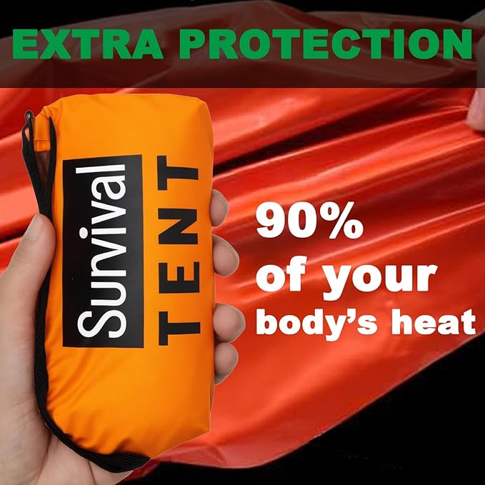 Survival Tent Kit - All-Weather Protection for Camping, Hiking & Survival - Includes Emergency Whistle, Paracord, Blanket, Tube Tent