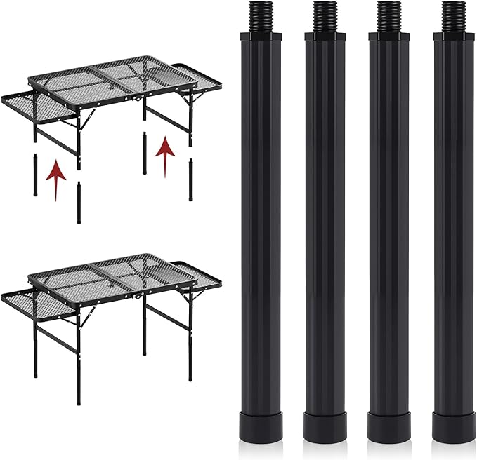 4 Pack Folding Camping Table Legs, 14" Aluminum Alloy Replacement Legs 26" & 30" Camping Tables, Black