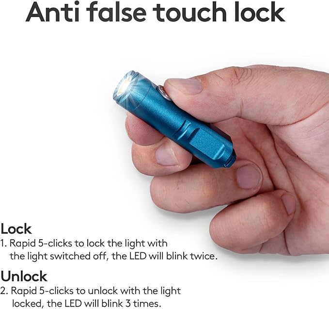 RovyVon A3 Gen 4 Mini Keychain Flashlight, Super Bright 650 Lumens, USB C Rechargeable EDC Flashlight Water-Resistant, Compact and Portable for Everyday Carry, Camping, Hiking, Emergency (Blue)