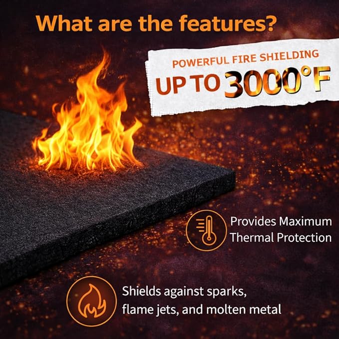 12"X12"X1/5'' Heat Shield Thermal Barrier Blanket Insulation Reflective Material High Temp Protection Carbon Felt for Stove Welders, Stuff for DIY Alcohol Burners, Heat Resistant Up To 3000°F 2Pack