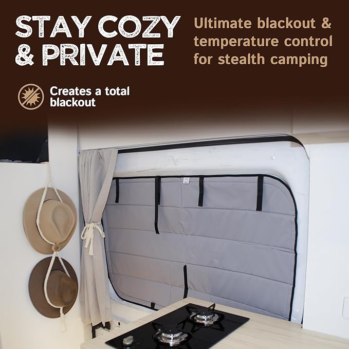 Living in a Bubble Insulated Blackout Sliding Door Window Cover for Ford Transit 2015-Current. Van Life Essentials & Camper Accessories