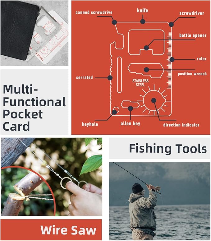 VEITORLD Gifts for Men Dad Husband Him Fathers Day, Survival Gear and Equipment 12 in 1, Survival Kits, Cool Unique Fishing Hunting Anniversary Birthday Gifts for Him Teen Boy Boyfriend Women