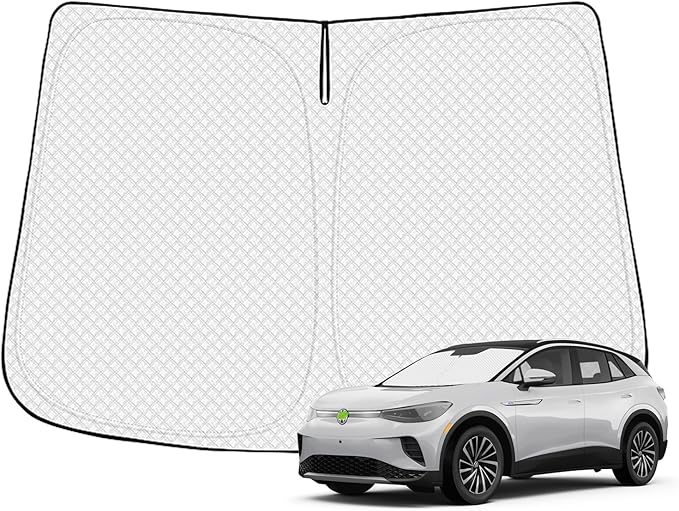 Canvcle Windshield Sun Shade for 2021-2025 2026 Volkswagen/VW ID.4 Accessories Thicken 6-Layer Front Window Sunshade Cover Sun Visor Protector Foldable Block UV Rays Keep Vehicle Cool