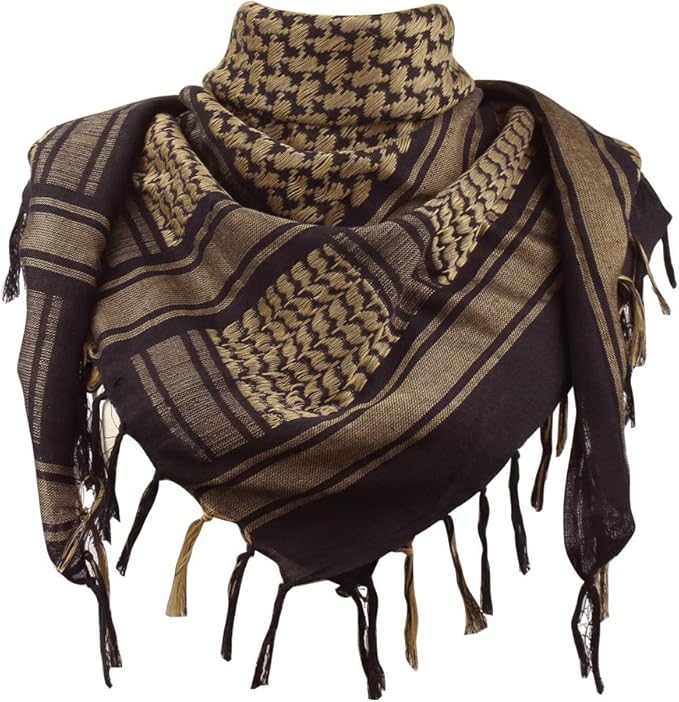 Explore Land Cotton Shemagh Keffiyeh Tactical Desert Scarf Neck Head Wrap with Tassel for Men Women