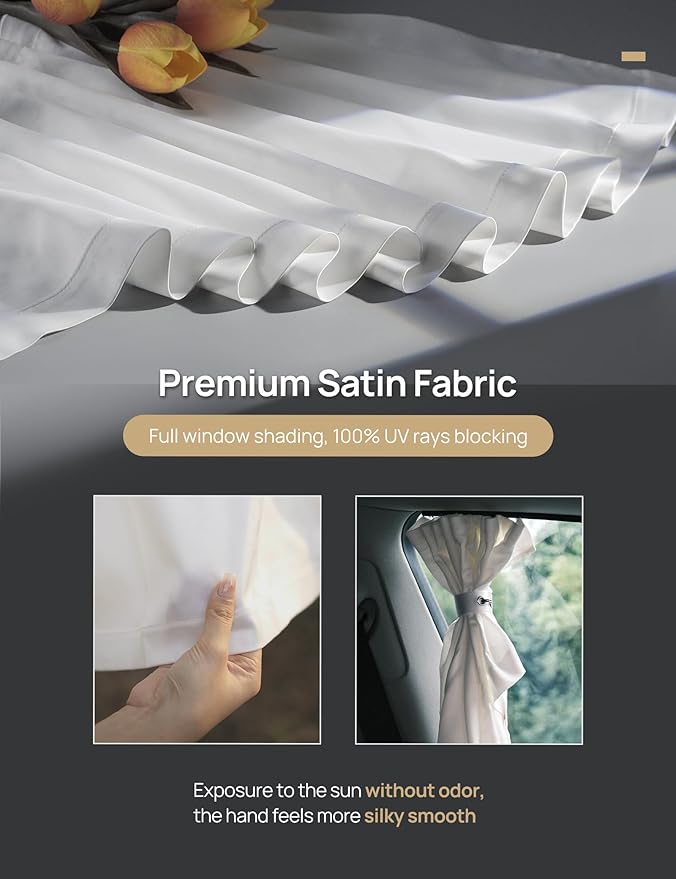 TPARTS Side Window Sunshade for Tesla Model Y 2021-2026 (Including New Model Y Juniper) Privacy Curtain Blinds Front & Rear Window Shade Silk Fabric Set of 4 (Standard, Premium, Performance)