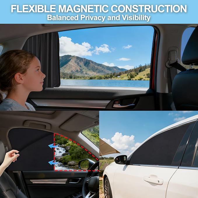 ZATOOTO Car Window Shades Custom Fit for Toyota RAV4 2019-2024 4-Pack Car Window Covers with 100% UV Protection and Total Blackout Privacy Heat Insulation for Family Travel Baby and Pet Safety