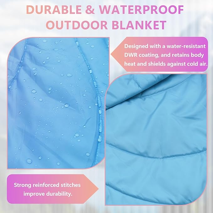Camping Blanket,Waterproof Lightweight Puffy Camping Outdoor Blankets Packable Picnic Blanket Top Quilt for Sleeping Travel Stadium Hiking Cold Weather 55"x78.8"