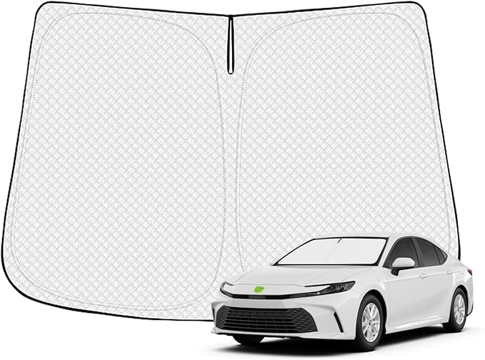 Canvcle Windshield Sun Shade for 2025 2026 Toyota Camry Accessories Thicken 6-Layer Front Window Sunshade Cover Sun Visor Protector Foldable Block UV Rays Keep Vehicle Cool