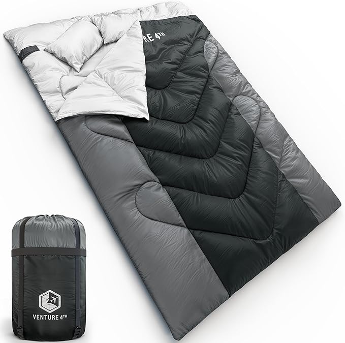 VENTURE 4TH Backpacking Sleeping Bag – XXL, Double and Single Sizes - Lightweight Warm & Cold Weather Sleeping Bags for Adults, Kids & Couples – Ideal for Hiking, Camping & Outdoor Adventures