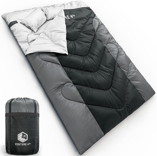 VENTURE 4TH Backpacking Sleeping Bag – XXL, Double and Single Sizes - Lightweight Warm & Cold Weather Sleeping Bags for Adults, Kids & Couples – Ideal for Hiking, Camping & Outdoor Adventures