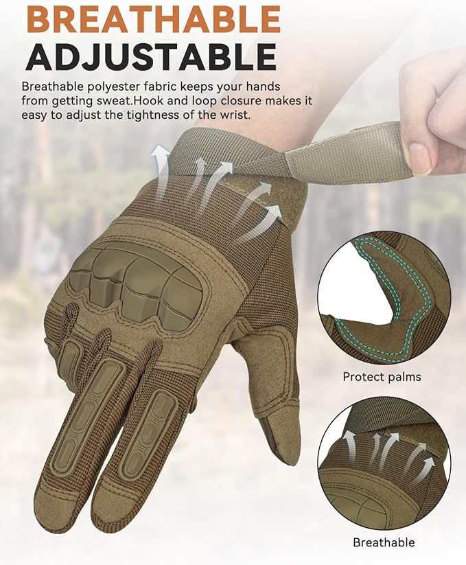 KUMGIM Tactical Gloves for Men, Motorcycle Military Combat Gloves Black Airsoft Gloves Touchscreen for Airsoft Outdoor Hunting Shooting Paintball Work Motorcycling Climbing