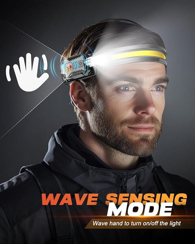 Victoper Rechargeable Headlamp 2Pack, Detachable 230° Wide Beam LED 2in1 Head Lamp with Motion Sensor, Hard Hat Head Light for Adults, 9 Modes Flashlight for Running Hunting Camping Essentials Gear