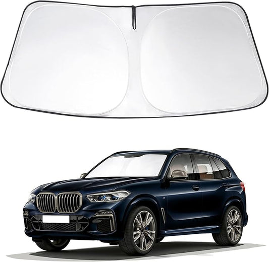 Windshield Sun Shade Custom Fit 2019-2024 2025 2026 BMW X5 Accessories Front Window Shades Foldable Sunshade Sun Visor Protector Blocks Sun Rays