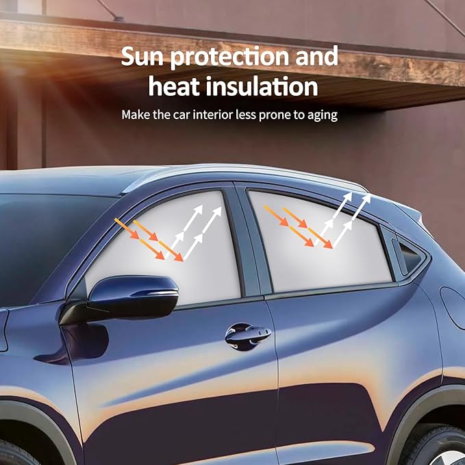 Silver Car Window Sun Shade - Side Thiken Curtain Magnetic 100% Block Light Car Window Covers with Cooler Feeling (Silver, D-Back-2pcs)