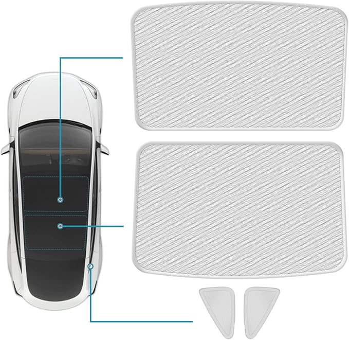 NEW Upgraded White Sunshade Roof for Tesla Model 3/ Highland 2018-2026 Accessories Roof Sun Shade, Sun Protection Heat Insulation No Gap Keep Cool UV Ray Protection, Easy to Install