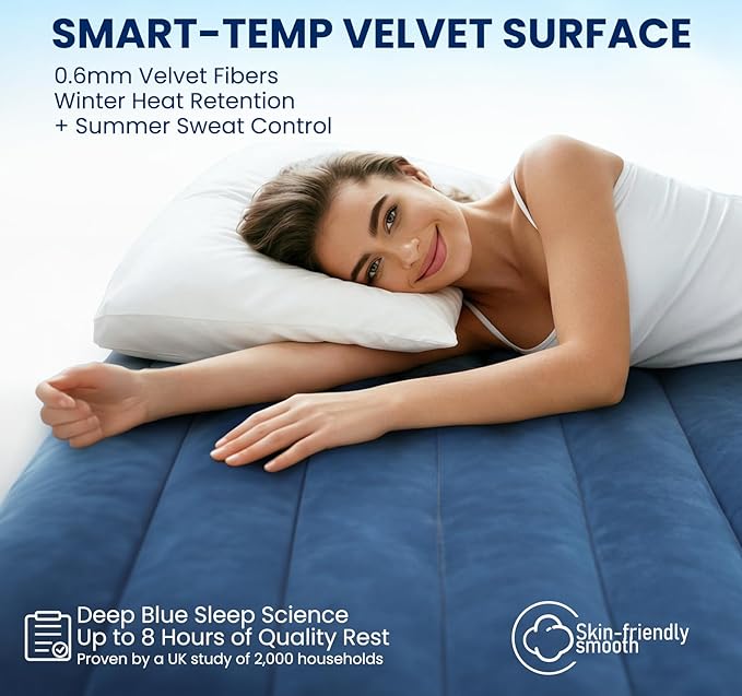 KINGJERRY Queen Air Mattress with Built in Pump, Blow Up Mattress Queen 18 Raised Comfort, Upgrade Surface Inflatable Mattress, Leakproof Air Bed for Home Guests&Camping, 800 lbs Max, 3-Min Inflation