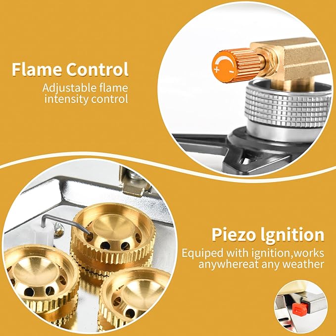 11800W Portable Windproof Camping Stove Lightweight Camp Stove Collapsible Backpacking Stove with EVA Box for Outdoor Camping Cooking Hiking and Picnic, white