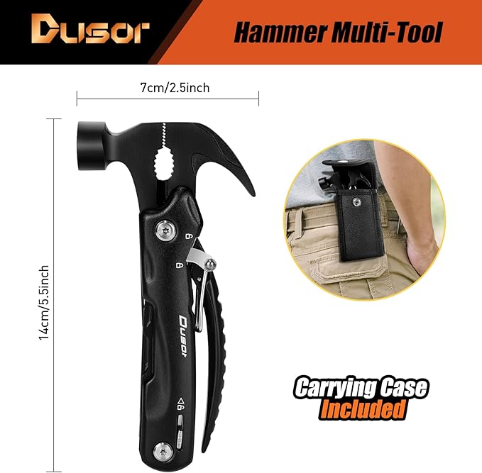 Gifts for Men 12 in 1 Hammer Multitool, Father' s Day Gifts from Daughter, Hunting Anniversary Birthday Gifts for Men Who Wants Nothing, Camping Essentials Survival Gear, Cool Gadgets for Husband