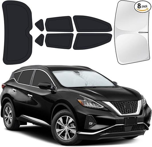 for Nissan Murano 2015-2024 Car Window Shades, 8pcs Privacy Sun Shade Set for Front Windshield Side and Rear Windows, Full Window Covers Keeps Vehicle Cool for Camping Napping