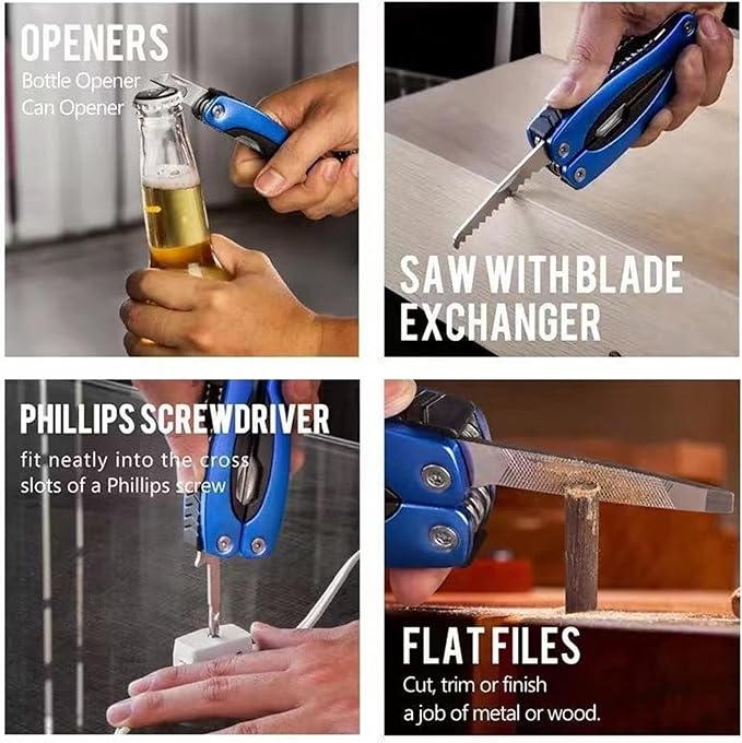 WIWUE GUO Multi Tool, Multitool Pliers for Outdoor, DIY, Home, Garden, Camping, Survival, Hunting and Hiking or Everyday Carry, Blue