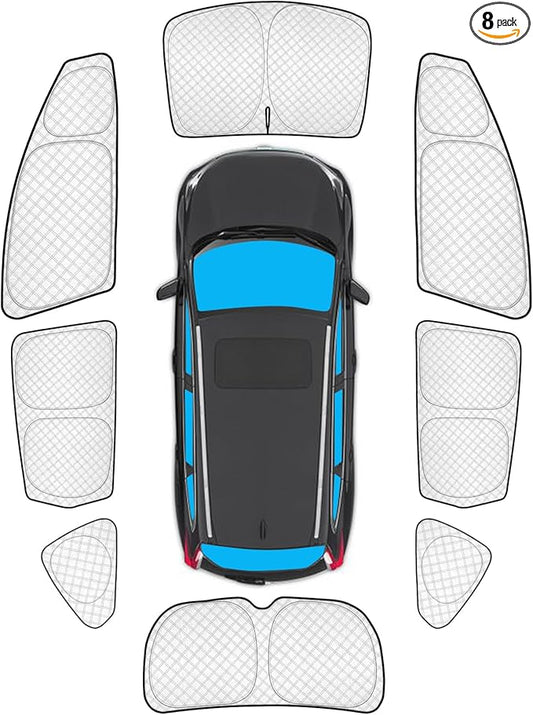 KMF 8pcs Thicken Sun Shades for Nissan Murano 2015-2024 Accessories, Full Car Window Covers Sunshade for Windshield Side Rear, UV Block and Blackout Privacy for Car Camping Outdoor