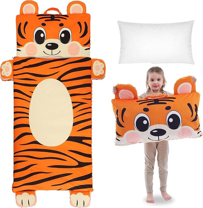Wizland Sleeping Bag for Kid-Thick Cut Flannel School Mat for Boys and Girls Kindergarten Portable Nap Mats Super Soft, Warm, Cozy, 3.3 Lbs Thickened, 61.8"×28.3" Kid Gift for 3 4 5 6 7 8 9