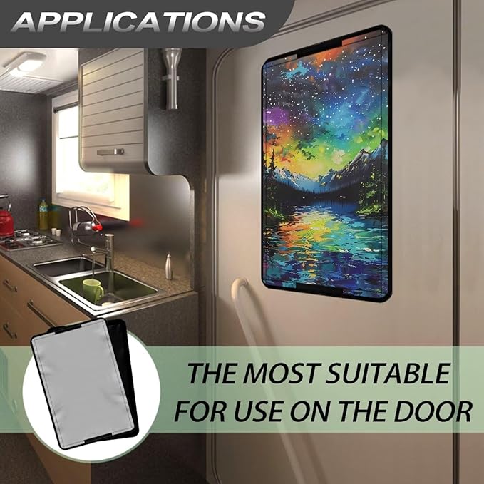 Aurora RV Door Window Shade Universal Camper Trailer Blackout Window Cover, UV Rays Protection, Side Door Window Shade Cover, RV Accessories for Outside