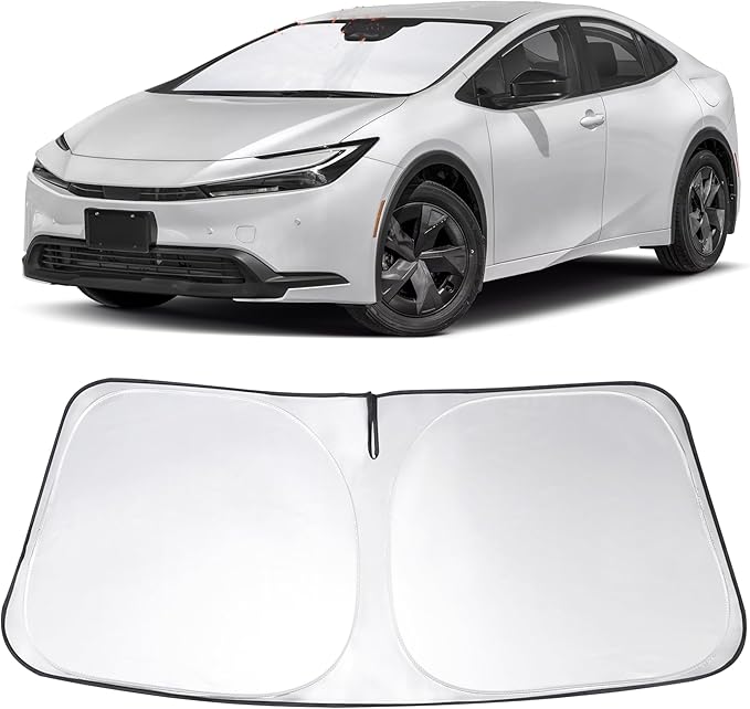 Windshield Sun Shade Custom Fit 2023 2024 2025 2026 Toyota Prius Accessories Foldable Sunshade Sun Blocker Front Window Shades Covers Keep Car Cooler
