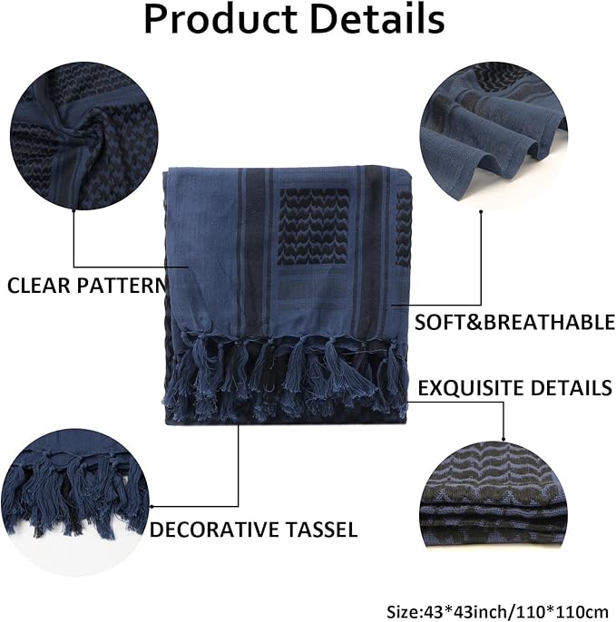 Ever Fairy Military Shemagh Tactical Desert Scarf Cotton Arab Keffiyeh Tactical Scarf Head Neck Face Wrap for Men Women