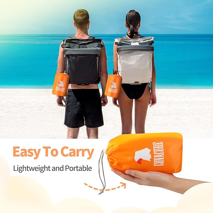 covacure Extra Large Beach Blanket Sandproof Waterproof - 108"x85" for 7-8 Adults, Oversized Beach Mat with Zipper Pockets, Lightweight Outdoor Accessories for Camping, Travel (Orange-M, 108"x85.2")