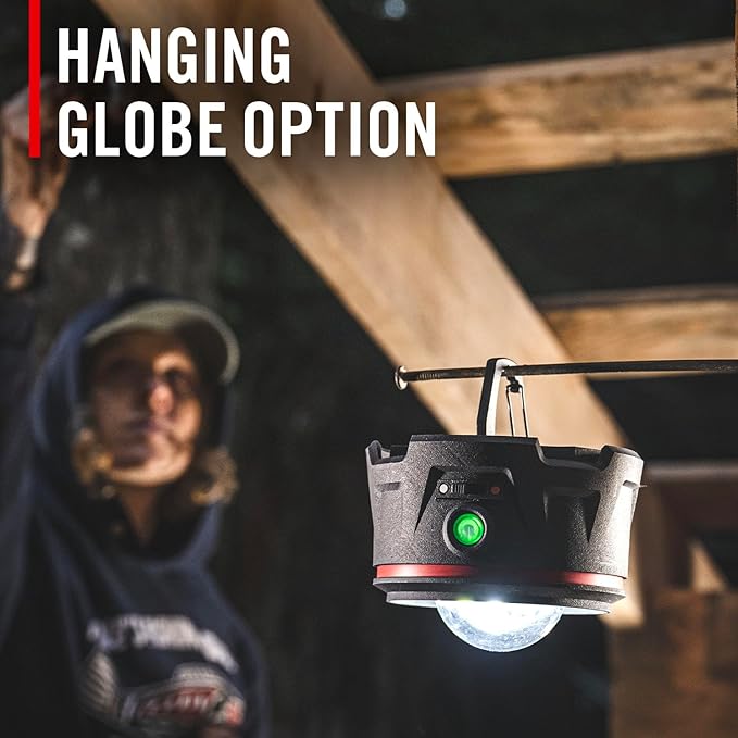 COAST EAL40R 2500 Lumen Rechargeable Emergency Camping Lantern with Red Flashing Mode, Carabiner, Diffuser, Foldeable Handle, Moonglow™ Low Mode, Illuminated Power Button, USB-C Power Bank