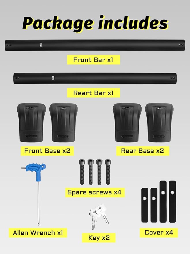 Rav4 2019-2025 Lockable Roof Rack Cross Bars, Black Aluminum Roof Rack, Fit Flush Side Rails (Not for Adventure/TRD Off-Road/Hybrid Woodland Edition/22-24LE)