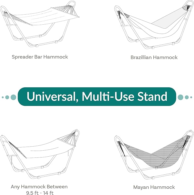 Sunnydaze Decor Universal Double Hammock Stand Only - 550-Pound Capacity - Heavy-Duty Hammock Stand for Outside - Fits 9 to 14 Foot Hammocks - Bronze