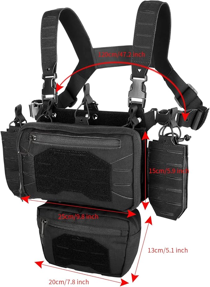 Tactical Chest Mini Rig 1000D Quick Release Multifunctional Tactical Vest Outdoor with Multi-Pockets