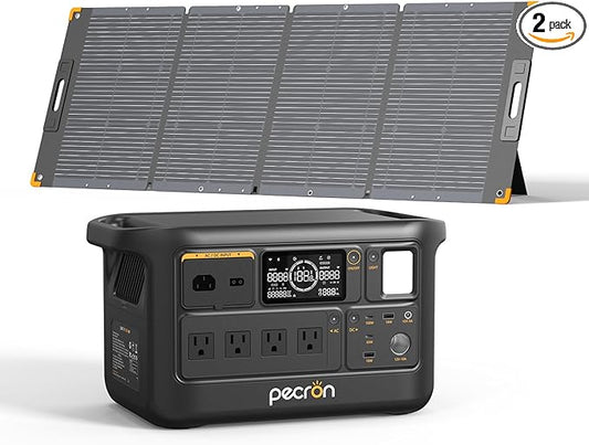 PECRON F1000LFP Portable Power Station with 1 x 300W Solar Panel, 1500W, 1004Wh LiFePO4 Battery Solar Generator, UPS, Fast Charging, Perfect Power Backup for Camping, Home Use, RV