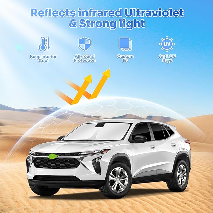 Canvcle Sunshades for 2024 2025 2026 Chevrolet/Chevy Trax Accessories Windshield Sun Shade Side Rear Window Shade Cover Sun Visor Shield Privacy Protection for Camping Keep Vehicle Cool Black 8PCS